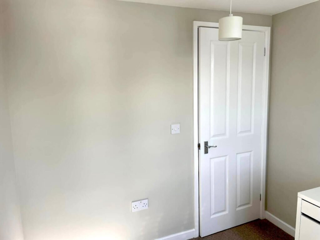 bedroom grey painted walls empty pendant light cardiff primrose decor