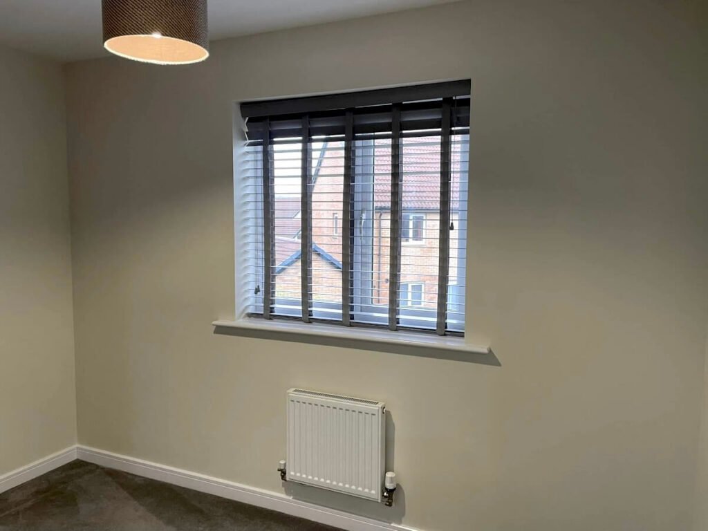bedroom white painted walls venetian blinds cardiff primrose decor
