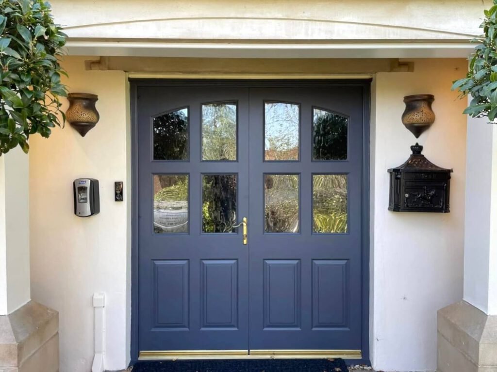 cardiff house entrance doors walls pillars painted primrose decor straight