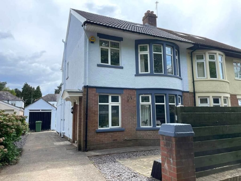 cardiff house outside walls window frames painted primrose decor