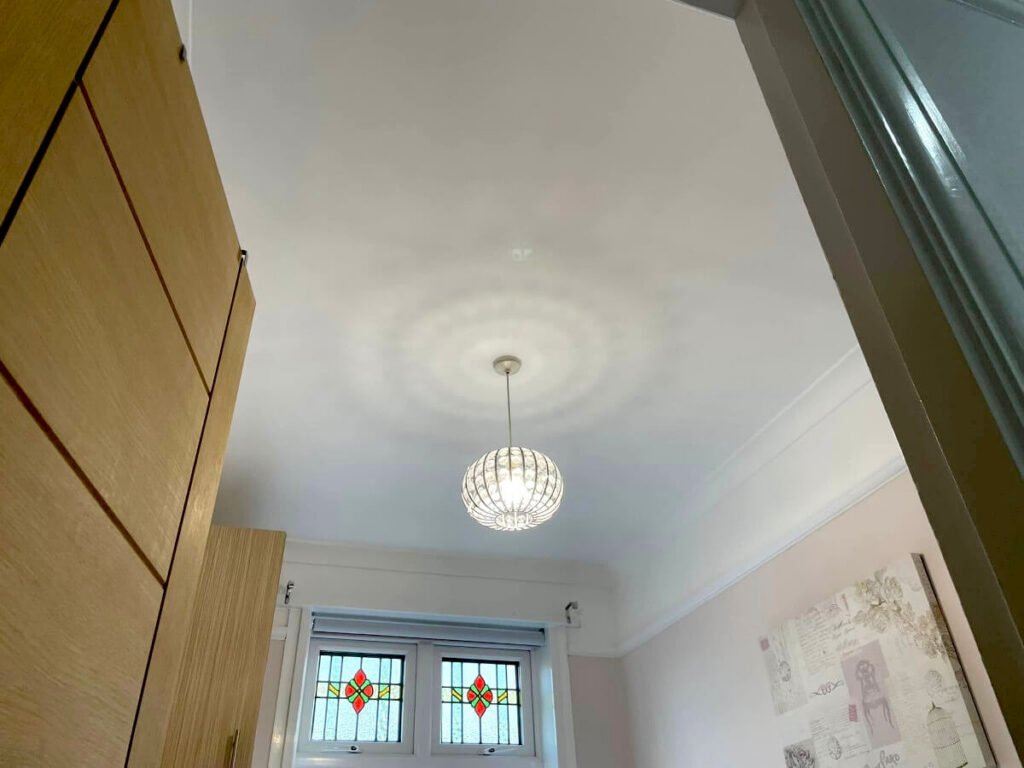 ceiling painted white stained glass pendant light cardiff primrose decor