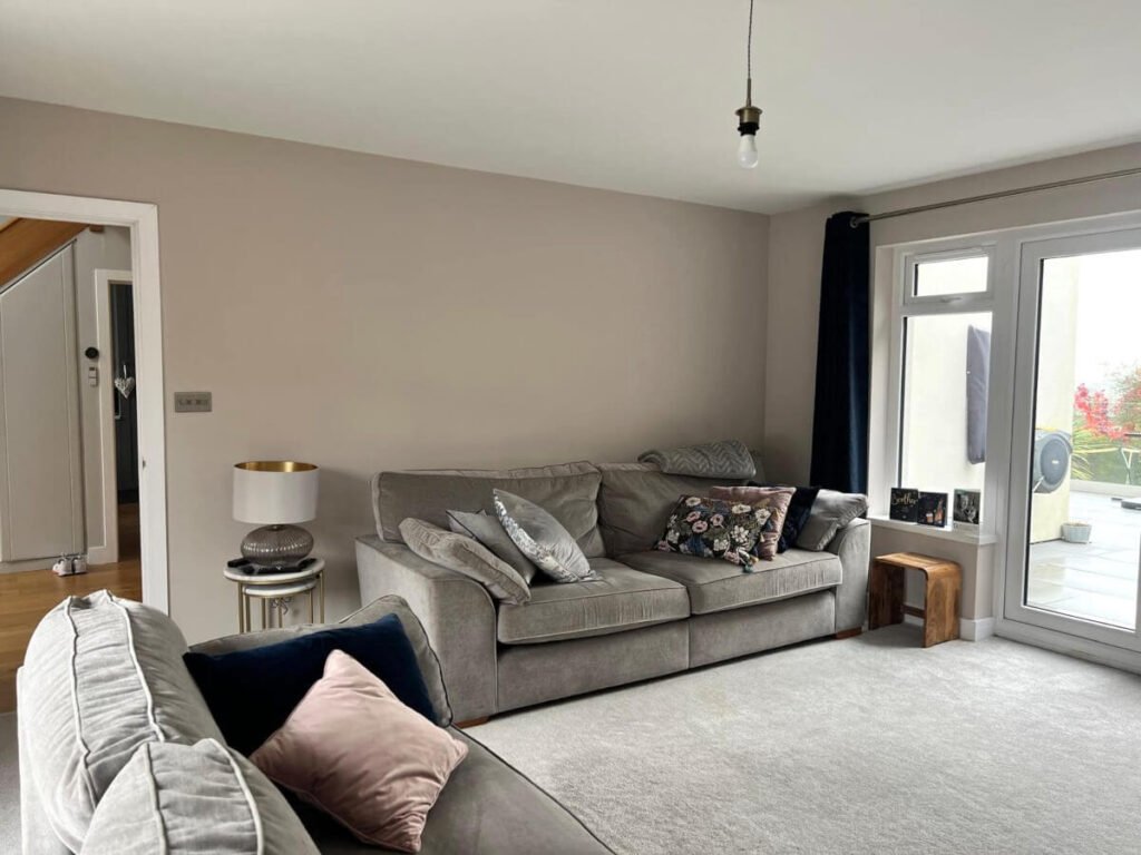 living room grey painted walls patio doors cardiff primrose decor