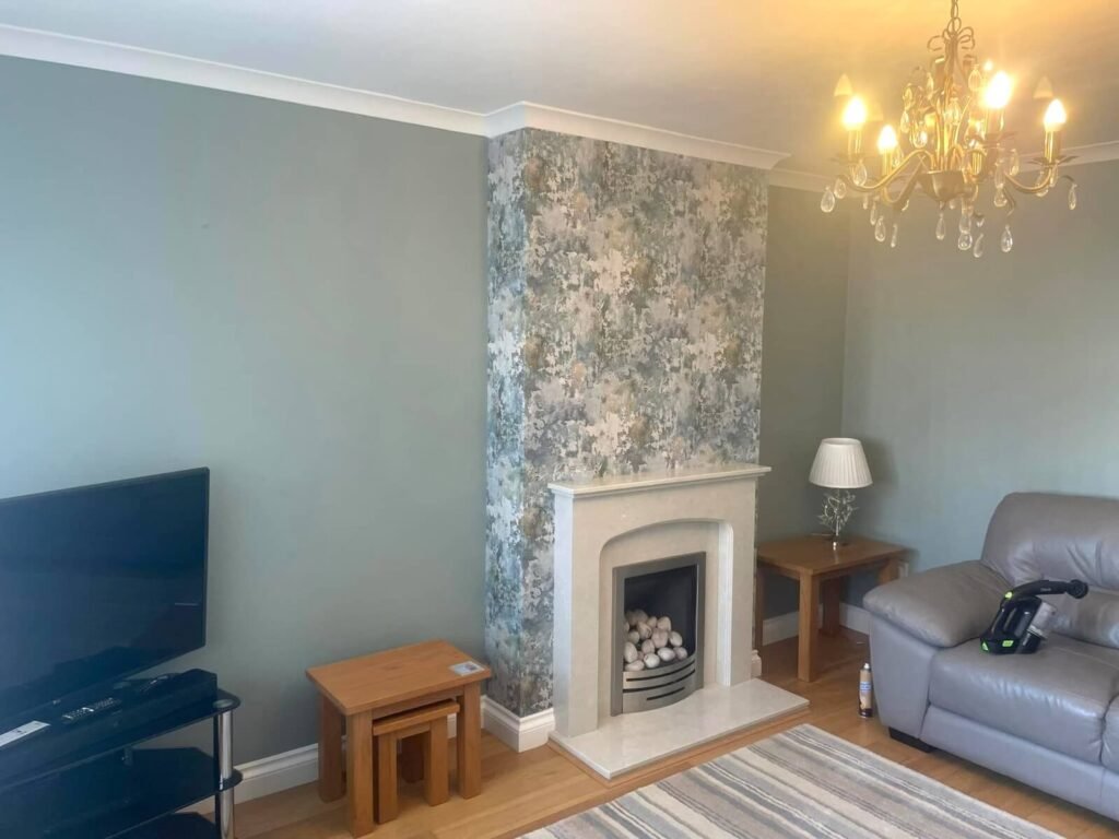 fitted wallpaper feature wall cardiff primrose decor